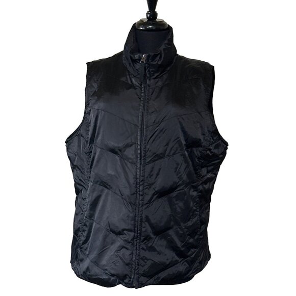 Eddie Bauer Brand Goose-Down Black Jacket Vest 100% Nylon Women's Size XL (READ) - Picture 1 of 15
